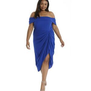 Quiz Womens Chiffon Ruched Midi Dress 12 Royal Blue - NWT $118